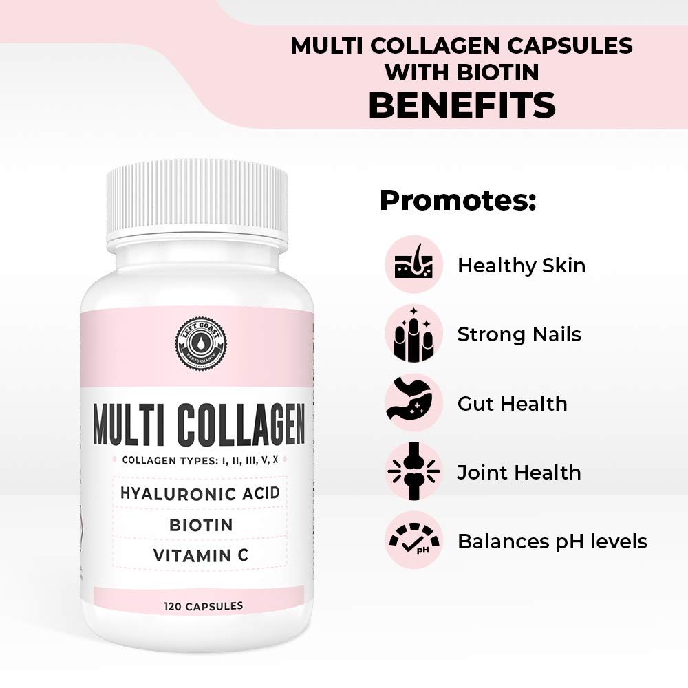 Left Coast Performance collagen jar shows clear nutrition panel