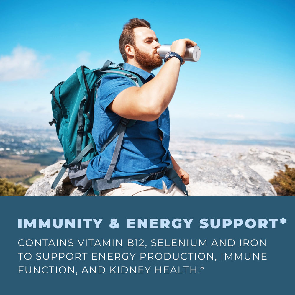 Left Coast Performance freeze-dried kidney capsules being poured for easy daily use.