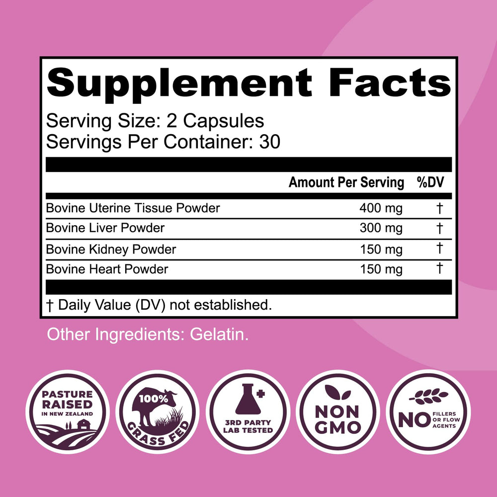 Left Coast Performance grass-fed New Zealand organs close-up highlights vitamins for daily wellness.