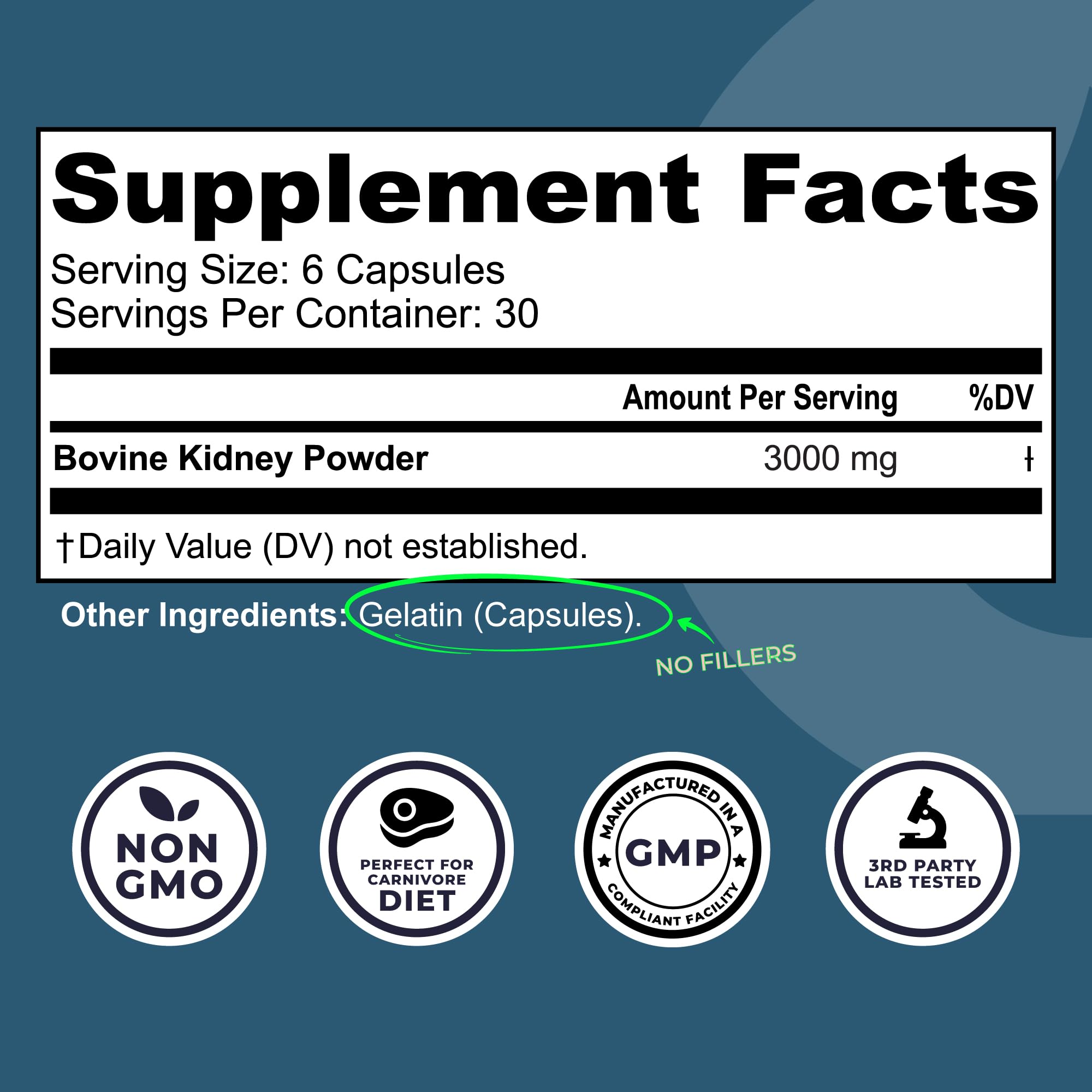 Left Coast Performance kidney supplement bottle back label for ingredient transparency.