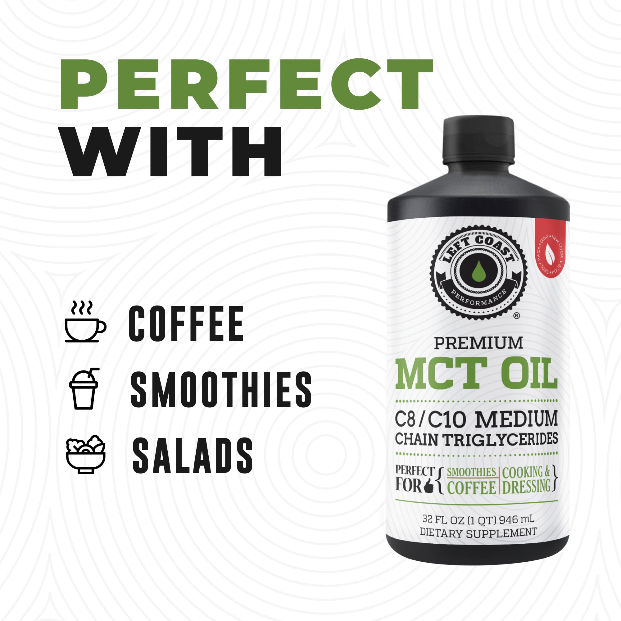 Left Coast Performance MCT Oil kitchen setup highlights palm-free keto compatibility