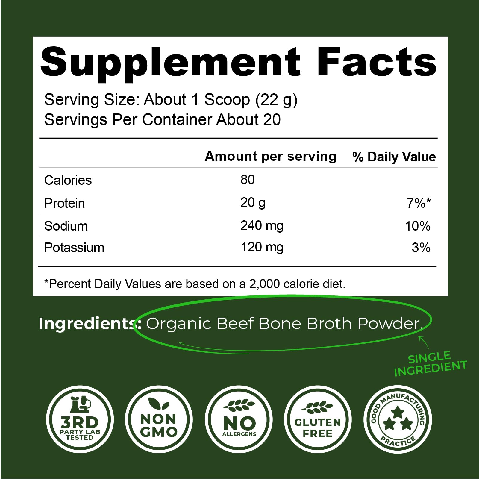 Left Coast Performance scoop beside jar illustrating single-ingredient formula for clean nutrition