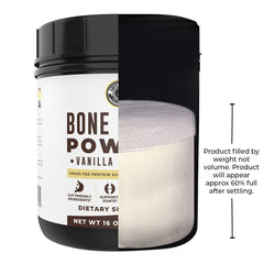 Left Coast Performance vanilla bone broth powder shake in a glass with creamy texture.