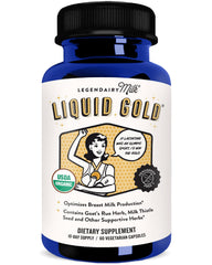 Legendairy Milk Liquid Gold bottle pour supports lactation with a simple daily ritual.