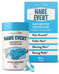 Legendairy Milk Mane Event hair growth vitamins bottle with capsules for fuller hair