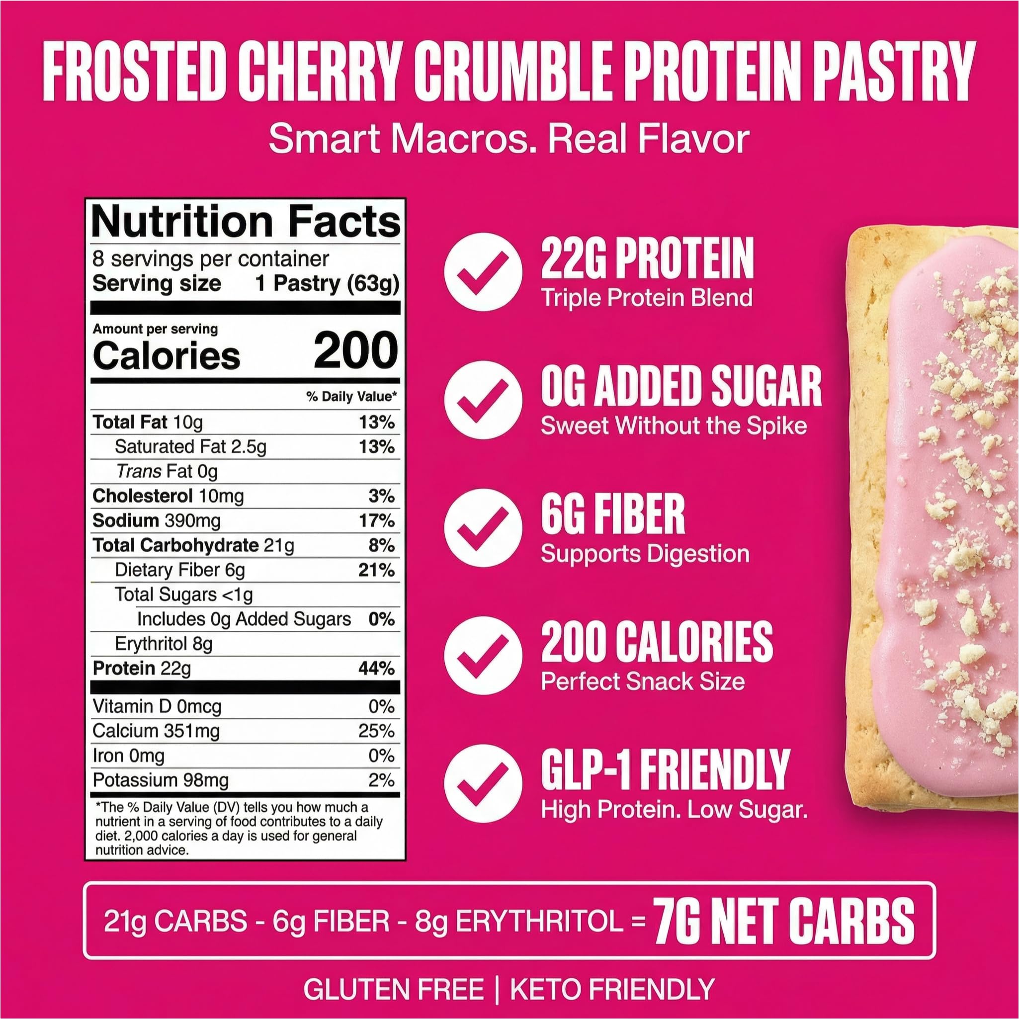 Legendary Foods Cherry Crumble pastry slice, rich flavor, satisfying protein bite