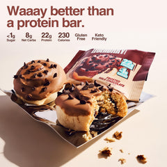 Legendary Foods Cinnamon Roll 22g bar sliced closeup, rich texture and flavor.