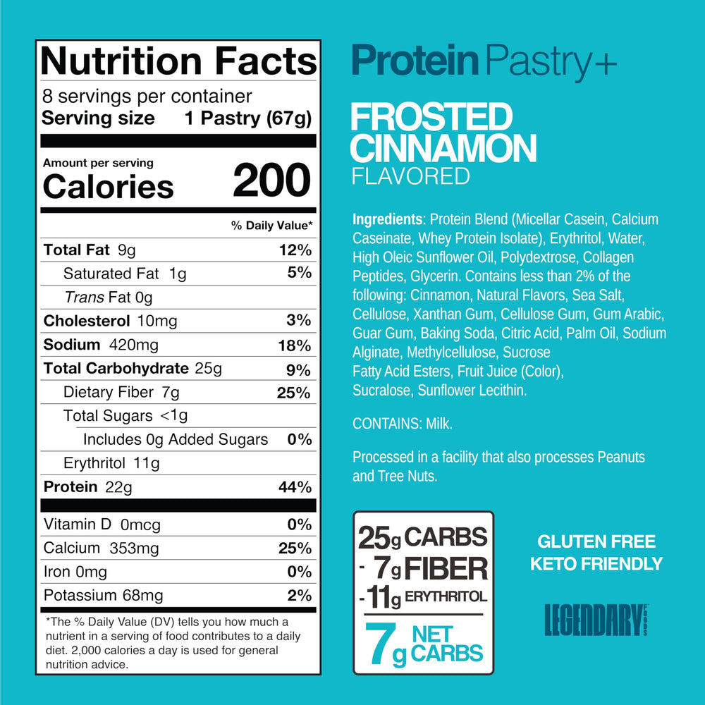 Legendary Foods Frosted Cinnamon pastry close-up highlights rich flavor and texture