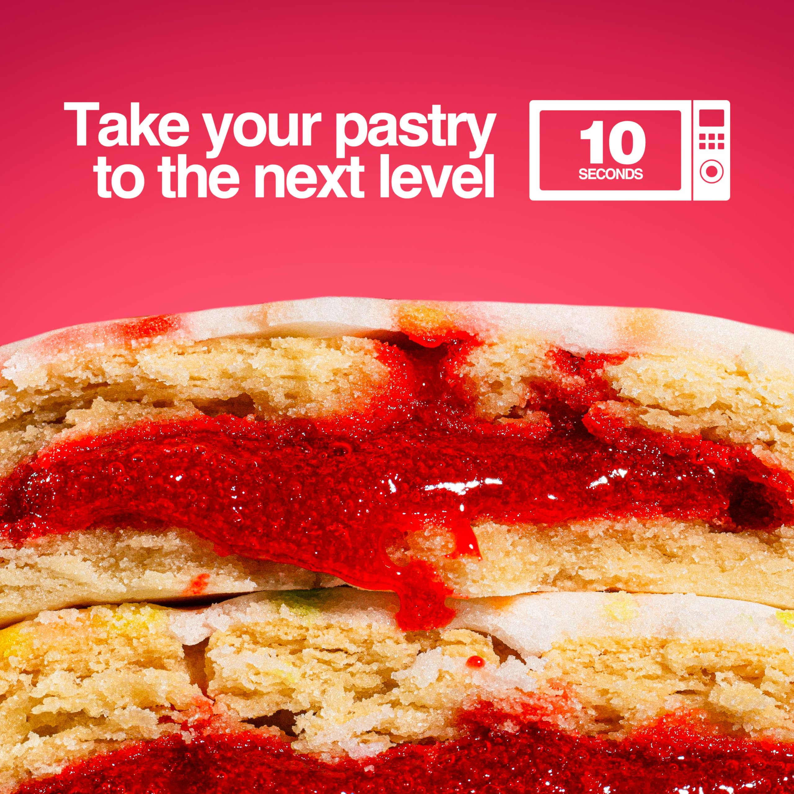 Legendary Foods frosted strawberry pastry on plate, ideal post-workout bite.