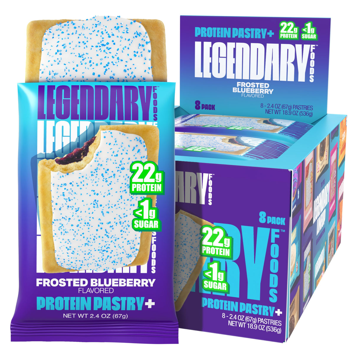 Legendary Foods Frosted Blueberry protein pastry on the go, high protein keto snack