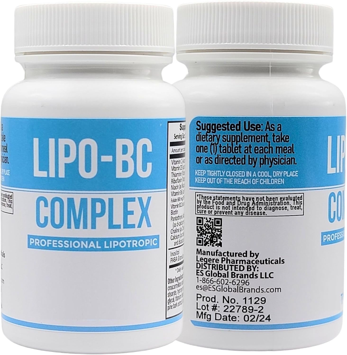 Legere Lipo-BC bottle open with tablets ready for daily use.