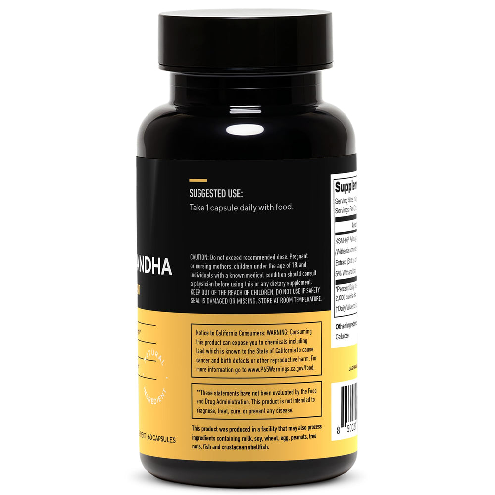 LEGION Ashwagandha root extract powder pouch showing clean ingredients and root origin.