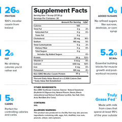 LEGION Casein strawberry scoop highlights a measured serving for slow-release protein