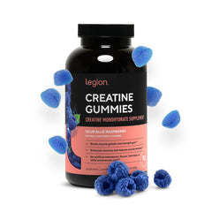 LEGION Creatine Monohydrate Gummies blue raspberry serving for daily strength