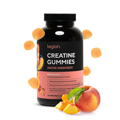 LEGION Creatine Monohydrate Gummies bottle for convenient muscle support and recovery.