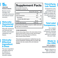 LEGION Creatine Monohydrate Gummies jar front highlighting lemon-drop flavor and clean ingredients.