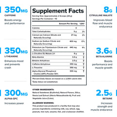 LEGION preworkout fruit punch label highlights natural sweetening and transparent ingredients.
