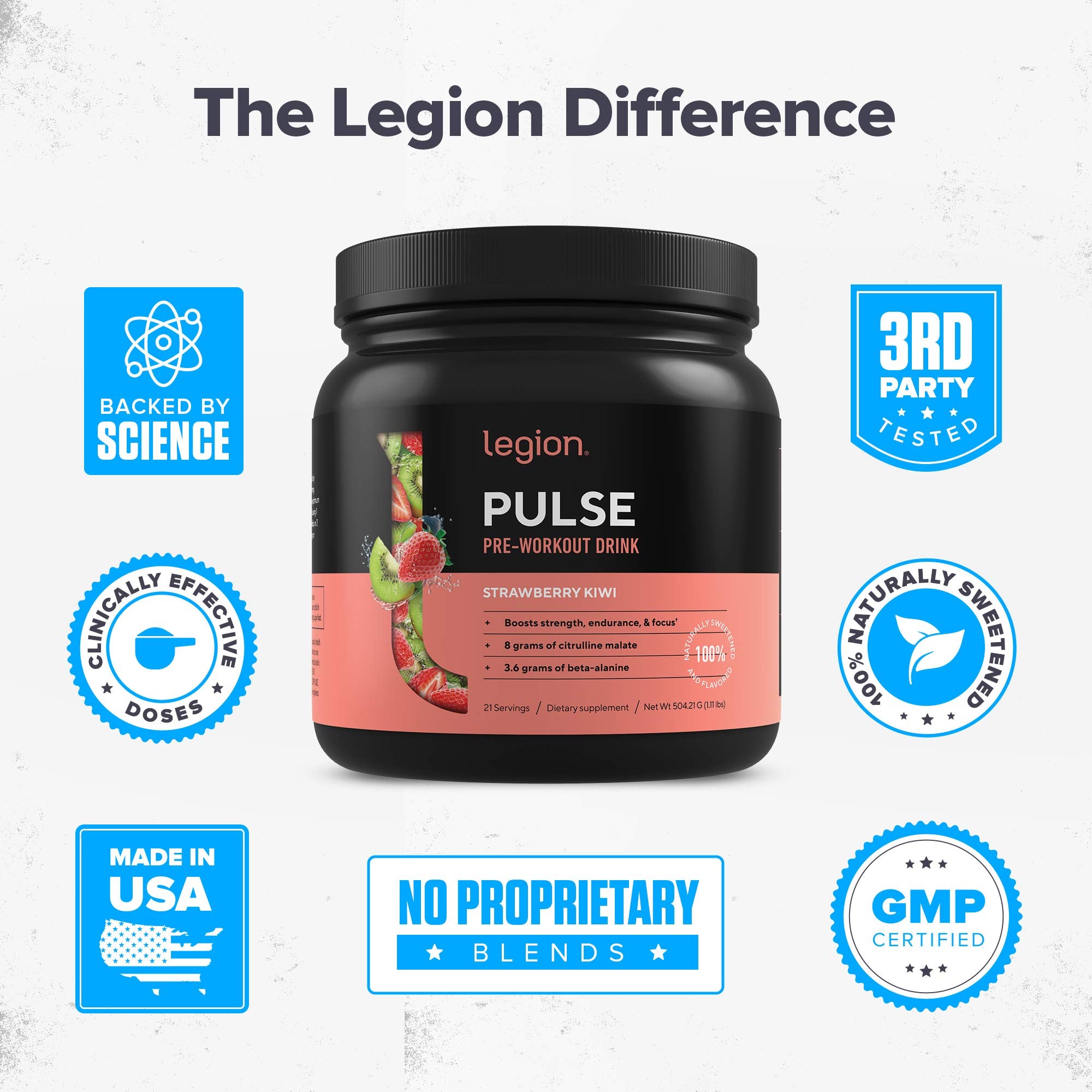 LEGION Pulse bottle on shelf ready for daily training routines.