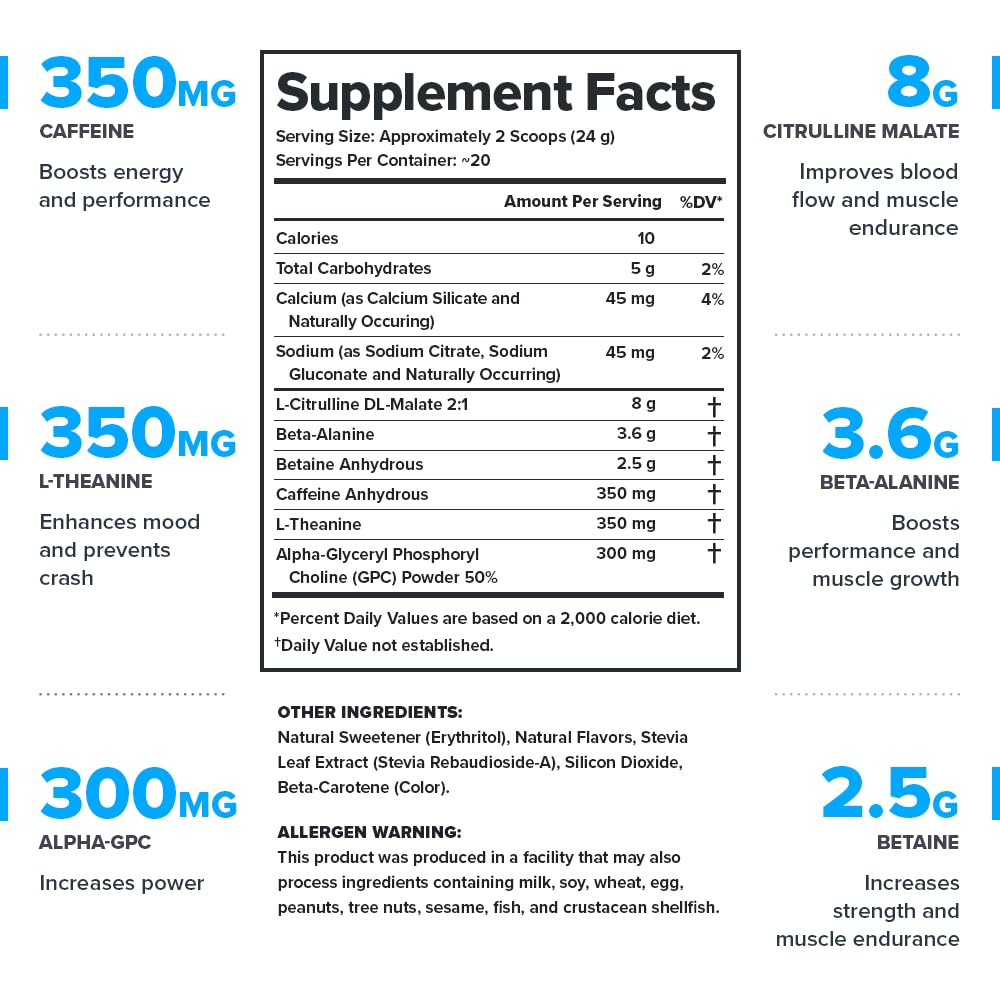 Close-up of dosed ingredients behind LEGION Pulse highlighting energy and focus support