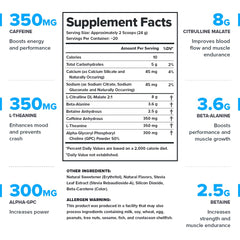 Close-up of dosed ingredients behind LEGION Pulse highlighting energy and focus support