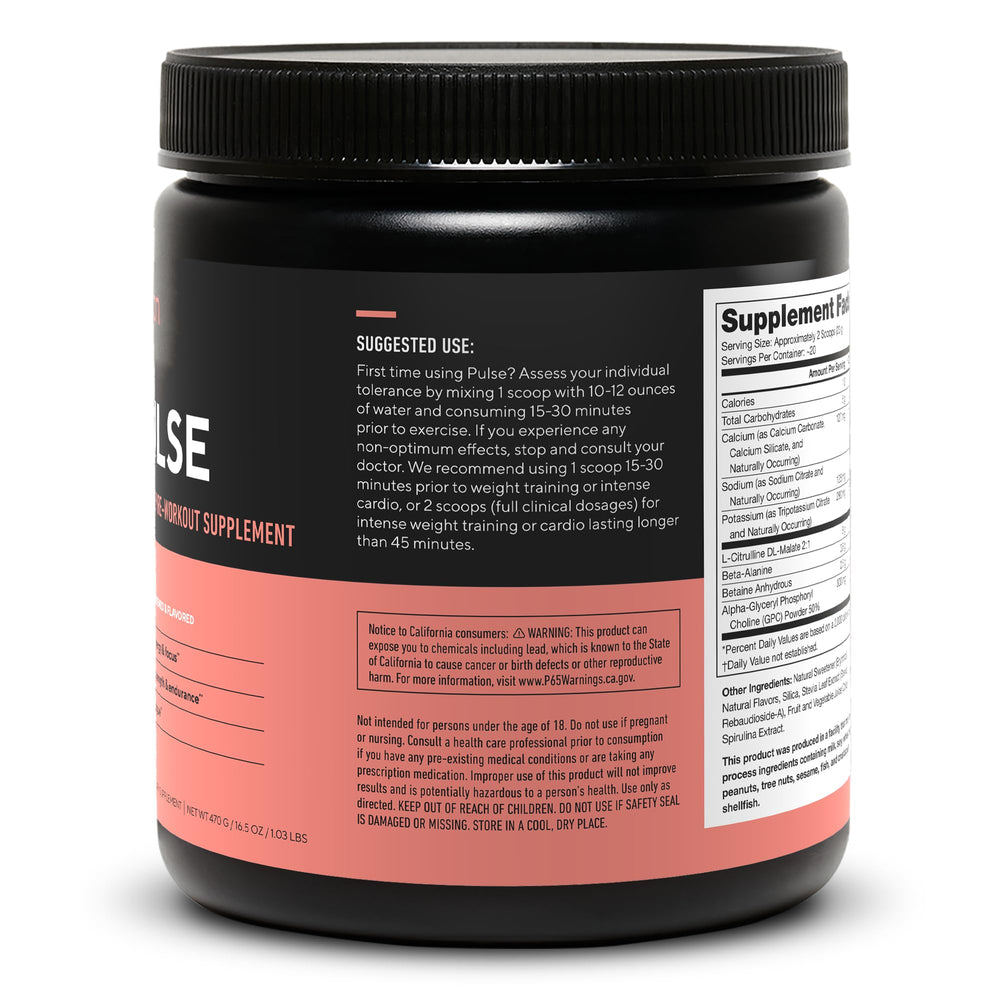 LEGION Pulse ingredient label highlights transparent dosing