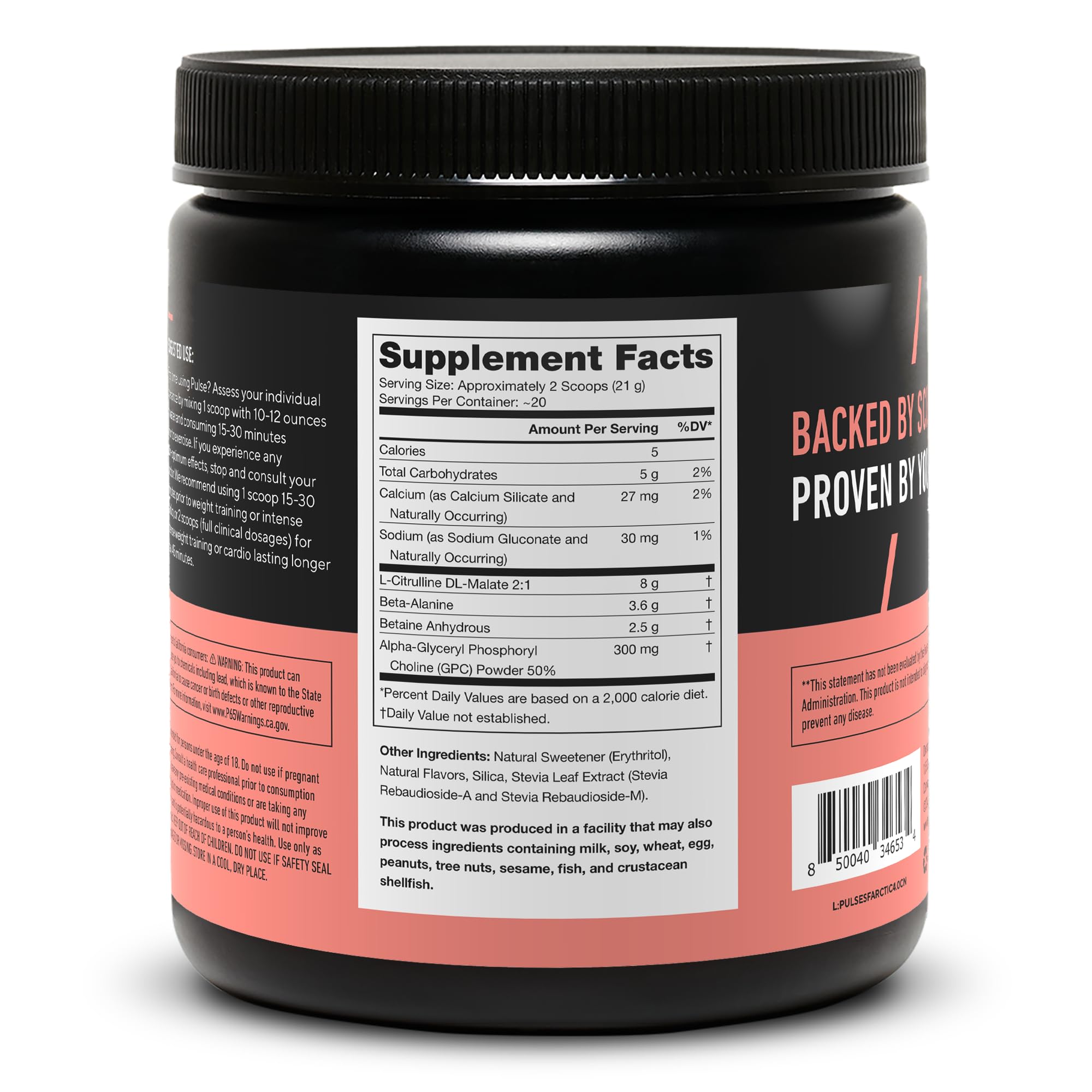 LEGION Pulse ingredients Citrulline Alpha GPC close-up signaling performance support