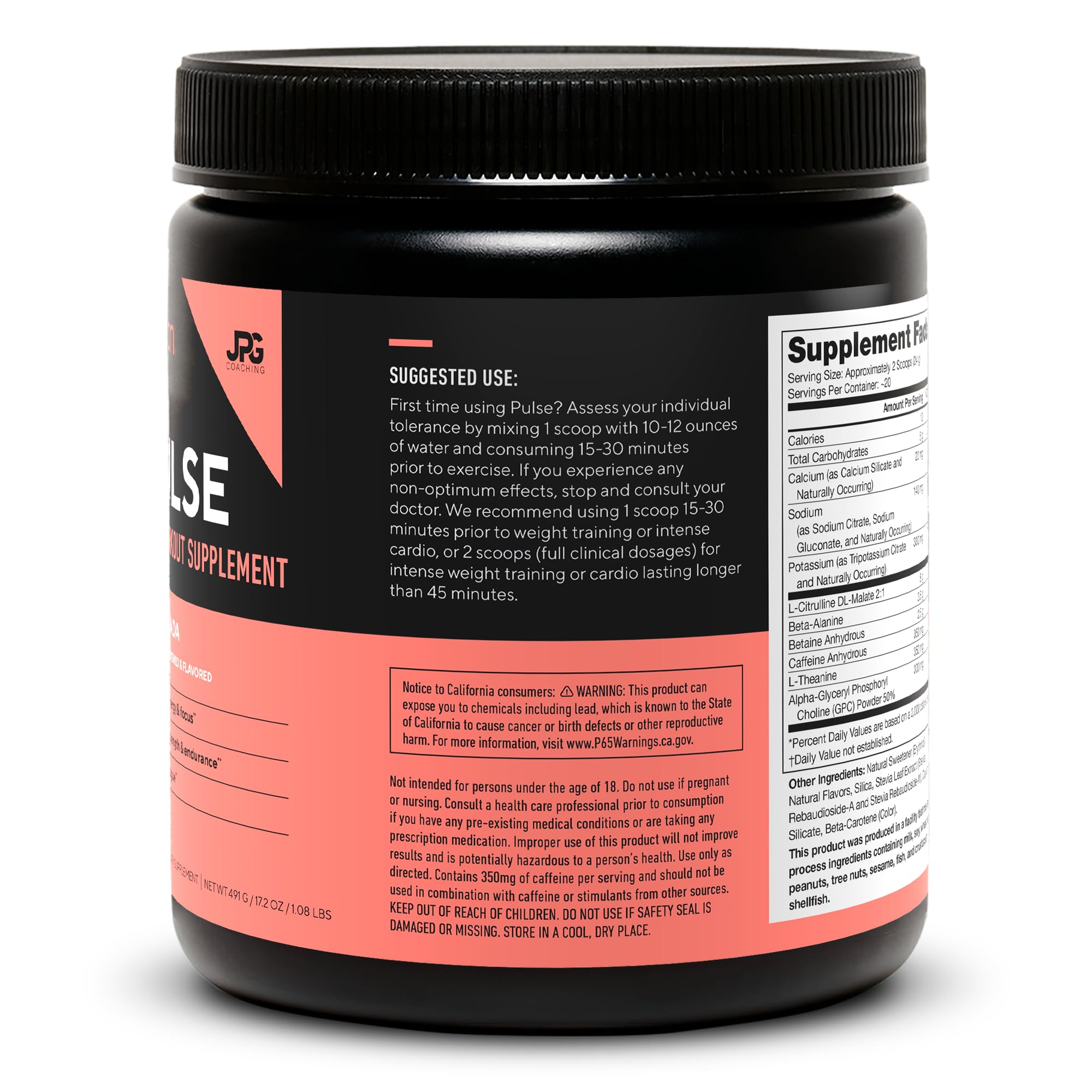 LEGION Pulse ingredients panel emphasizes six key components for energy and stamina