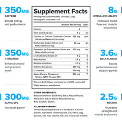 LEGION Pulse Pre Workout tub beside a glass, showcasing tropical punch flavor.