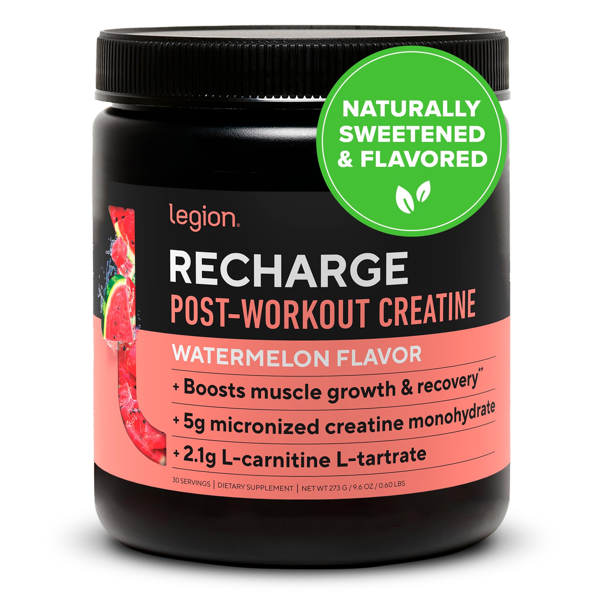 LEGION Recharge bottle front showing label for post-workout recovery and muscle support.
