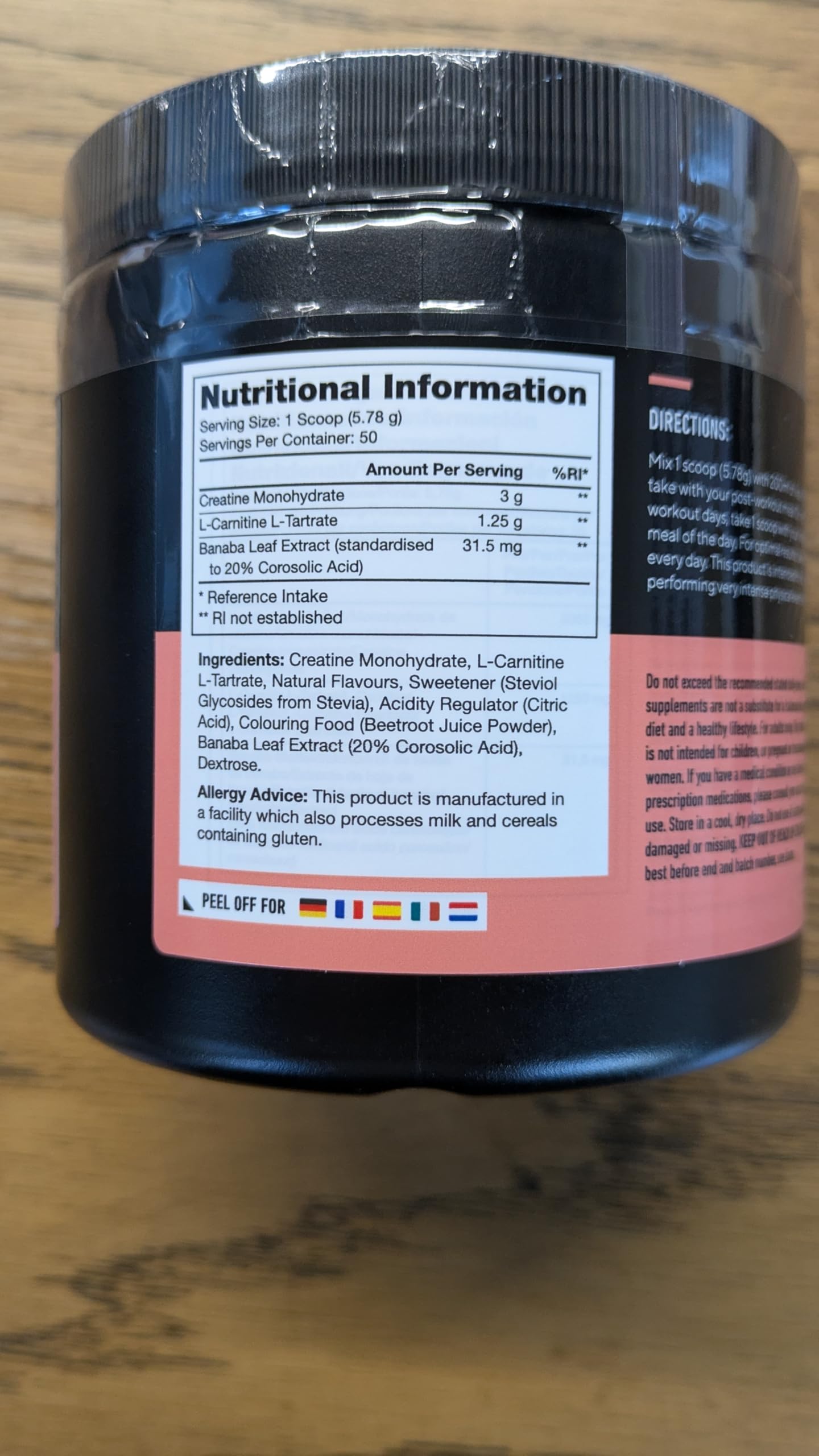 LEGION Recharge close-up showing clear ingredients list and transparent labeling.