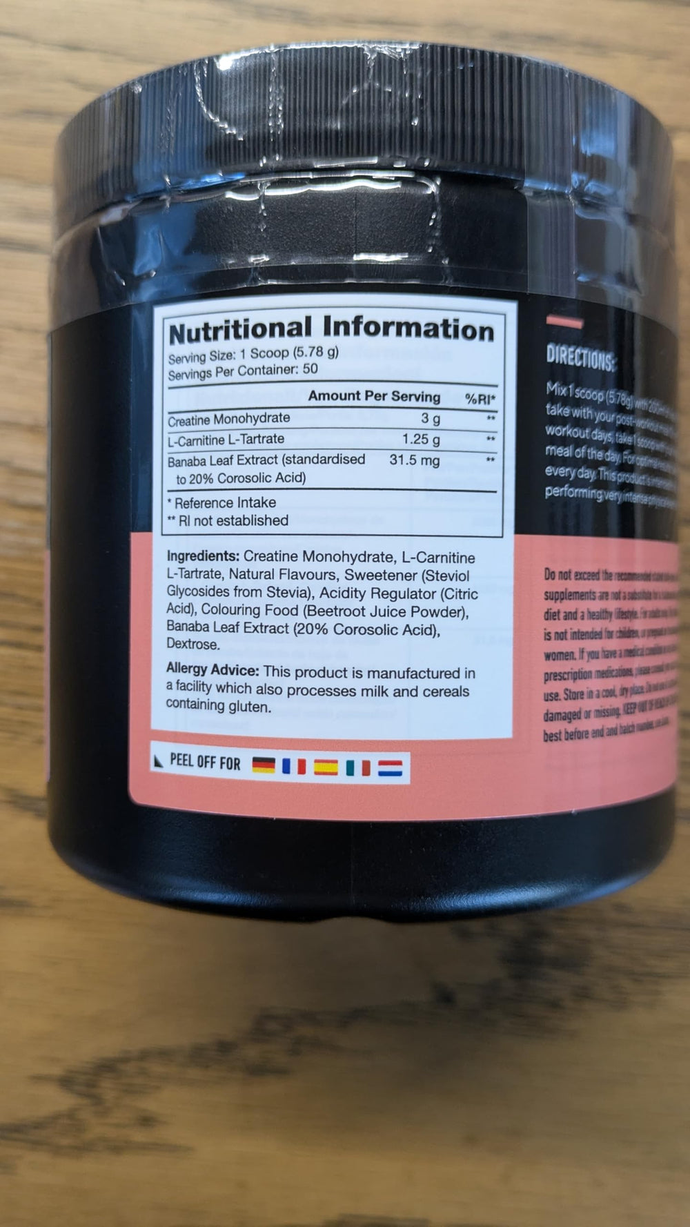 LEGION Recharge close-up showing clear ingredients list and transparent labeling.