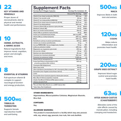 LEGION Triumph bottle back label shows ingredients for informed daily use by active women.
