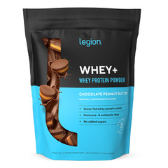 LEGION Whey+ isolate bottle cap: premium lactose-free protein for post-workout shakes.