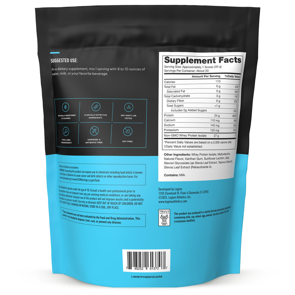 LEGION Whey+ protein scoop shows convenient serving for quick shakes.
