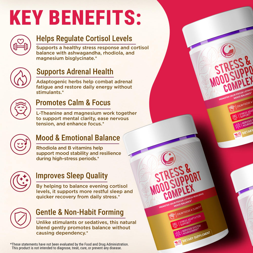 LEGRANO Ashwagandha label close‑up showcasing adaptogen blend for calm mood.