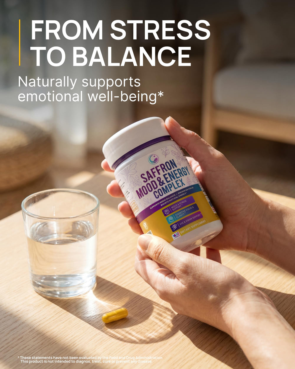 LEGRANO saffron-turmeric capsules product shot with clear ingredients emphasis