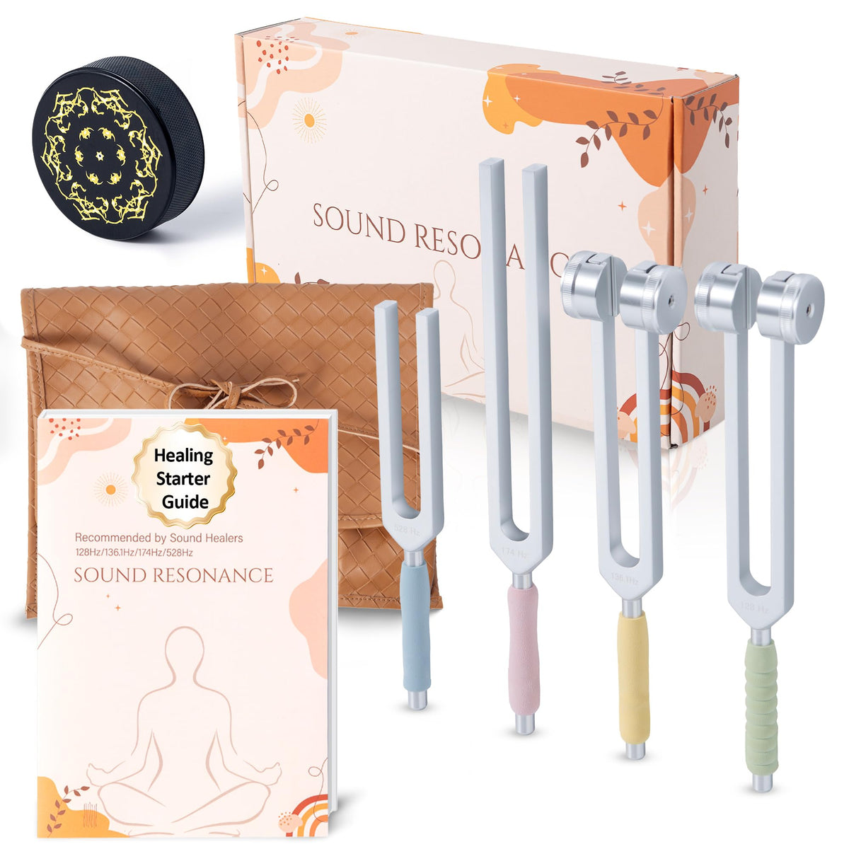 LEGUANG tuning forks set with activator and vegan pouch for mindful practice