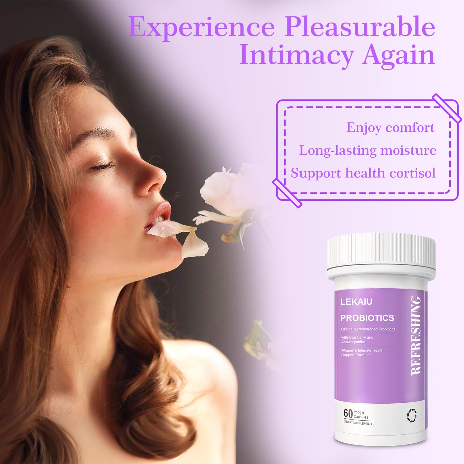 Hero shot of LEKAIU vaginal probiotics for intimate wellness.