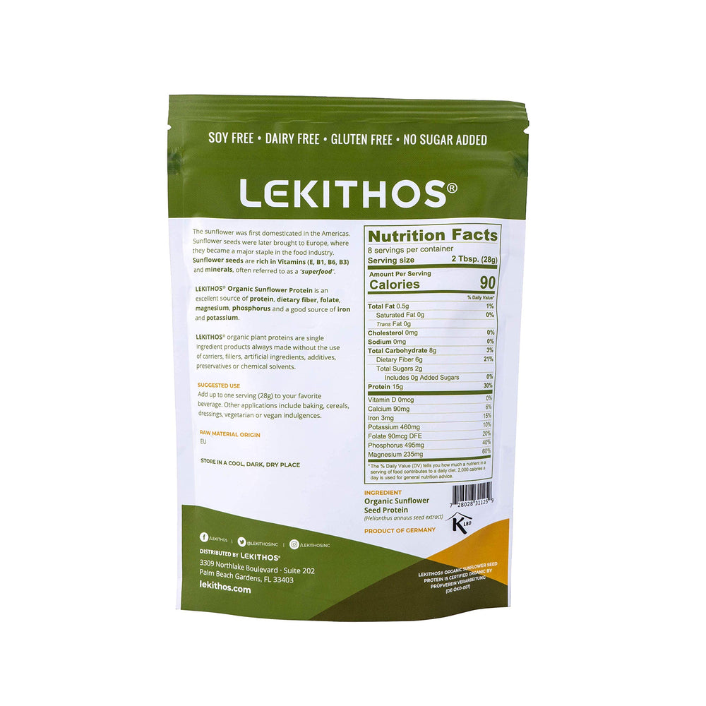 Lekithos Sunflower Protein powder closeup highlighting clean ingredient