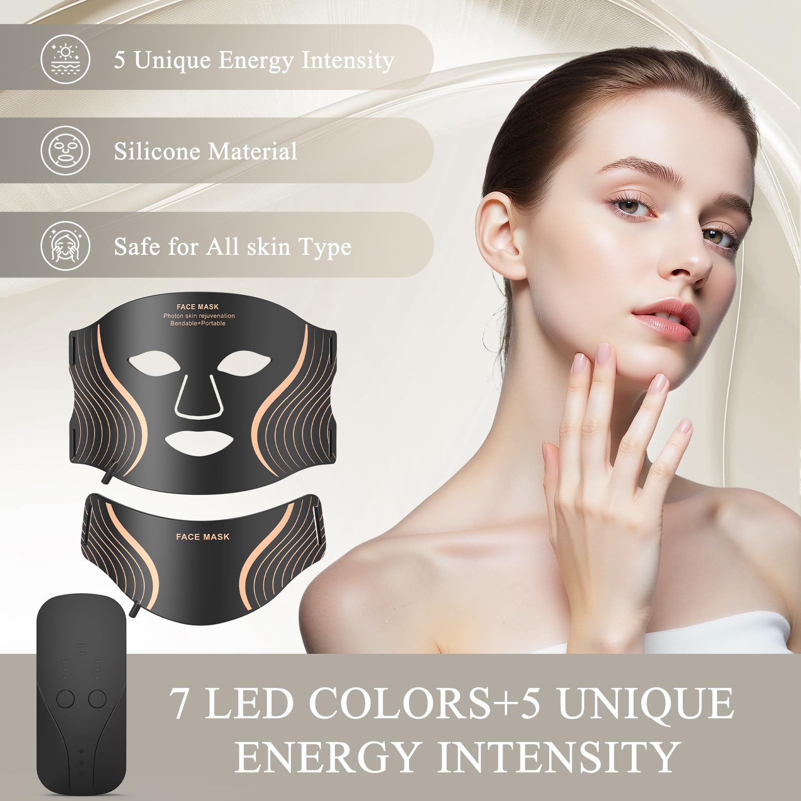 Soft silicone frame contours comfortably for daily home use