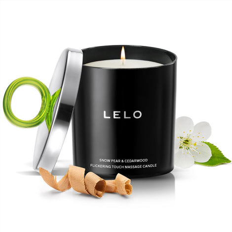 LELO Flickering Touch Candle melts into massage oil for a soothing ritual.