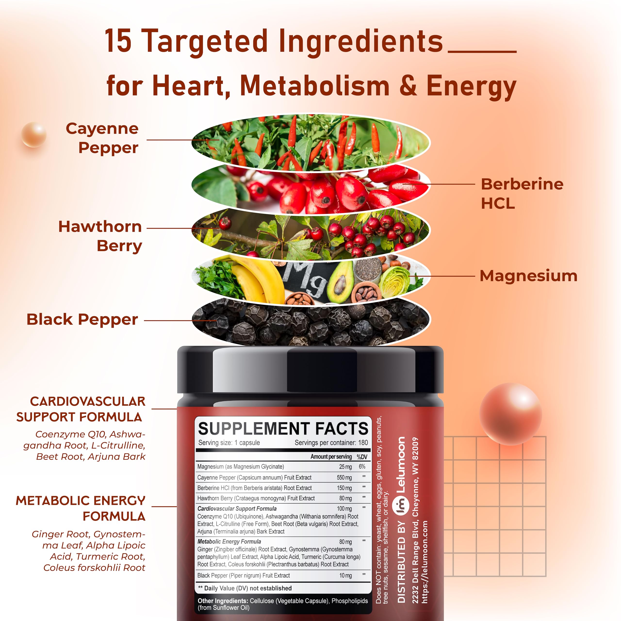 LELUMOON berberine-ginger-turmeric capsules promote metabolic balance.