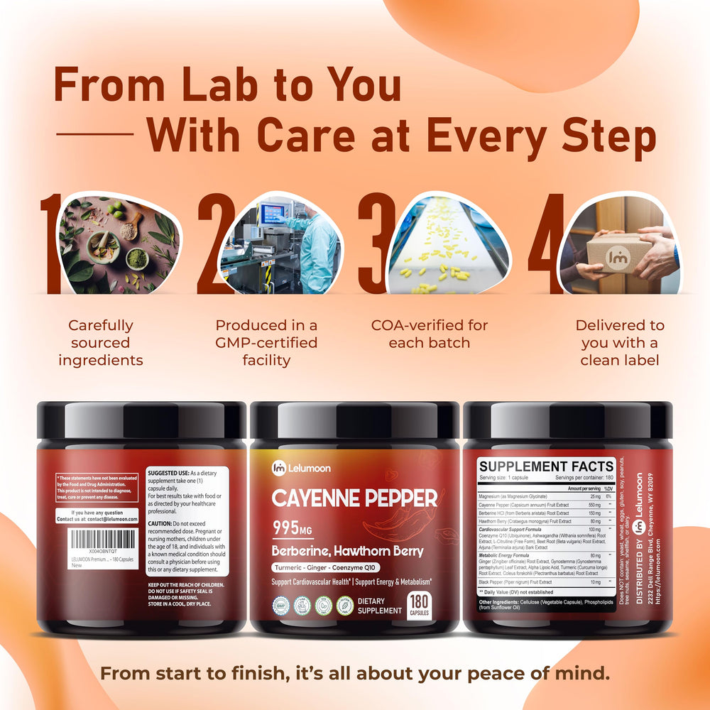 LELUMOON heart-health capsules on table as part of a routine.