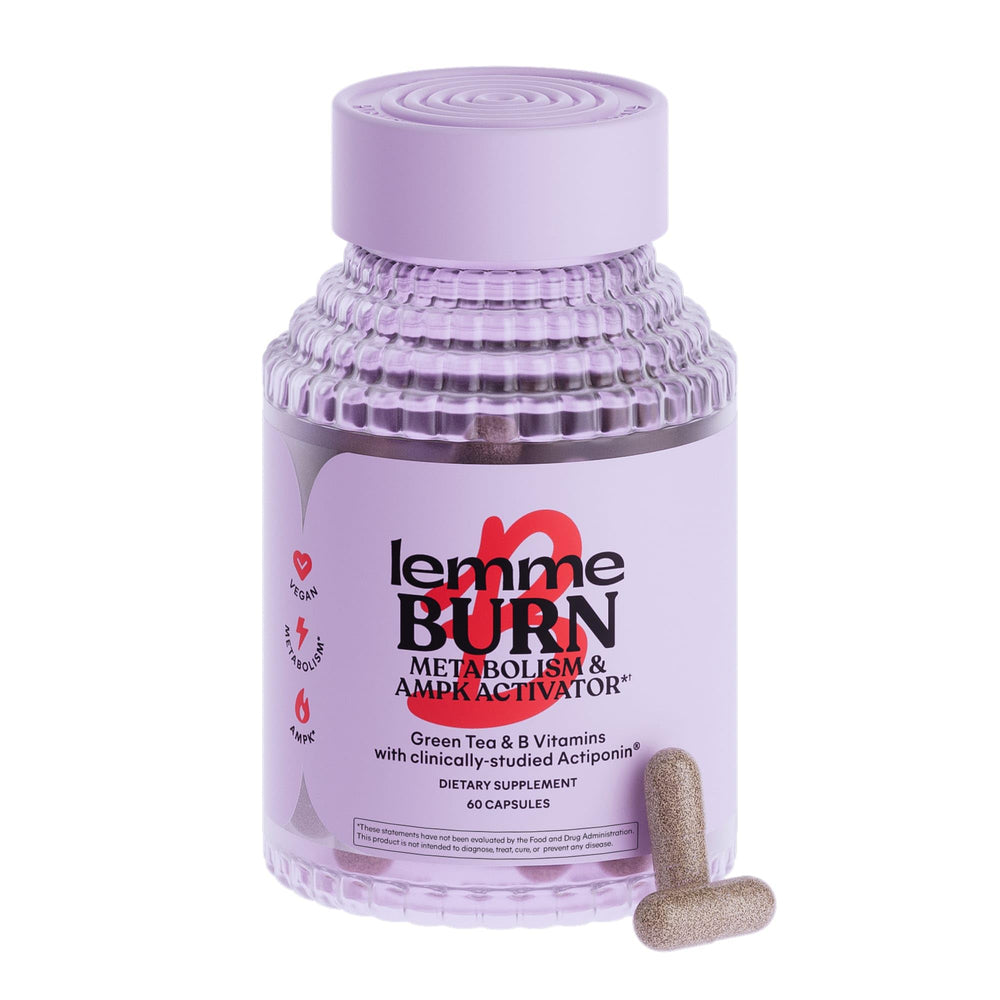 Lemme Burn bottle front view highlighting metabolism support formula.