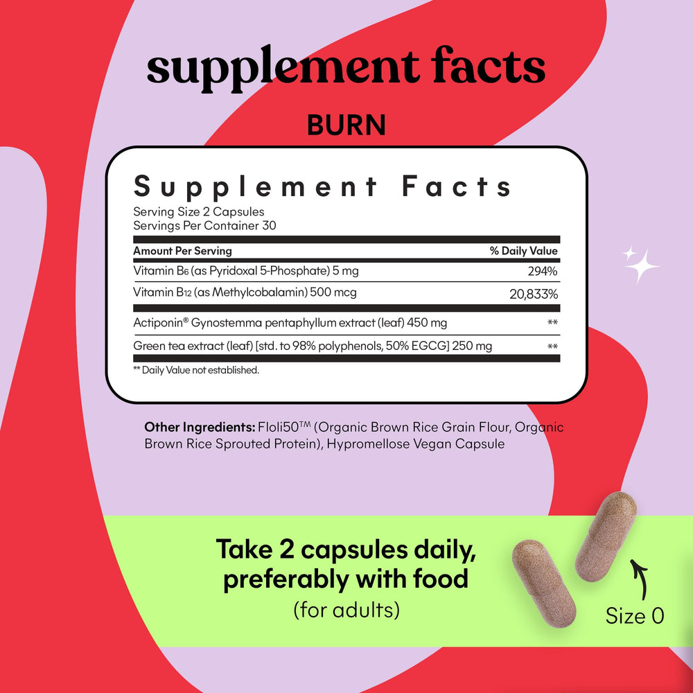 Lemme Burn vitamins B6 and methyl B12 supporting energy metabolism.