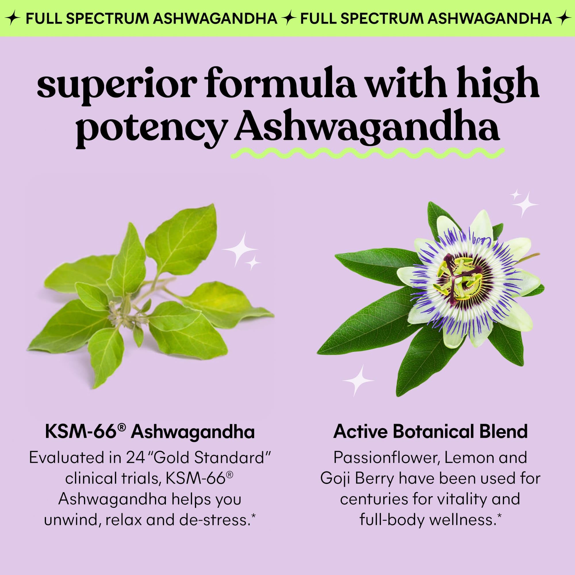 Lemme Chill ashwagandha powder highlighting adaptogenic support for mood balance.