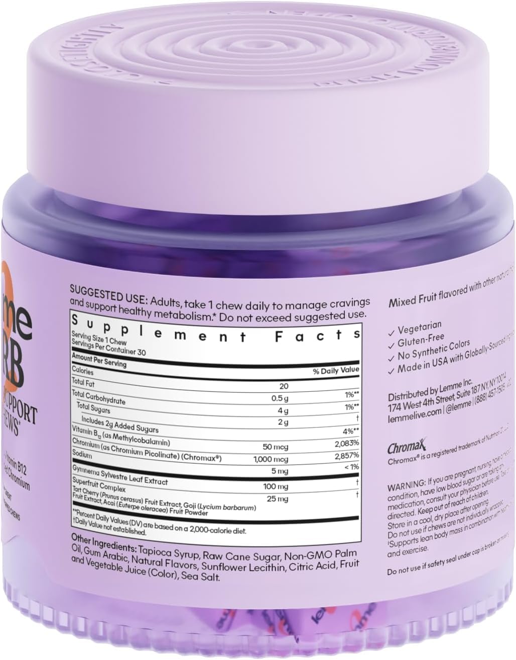 Lemme Curb Cravings brand packaging highlights USA-developed, premium formulation.