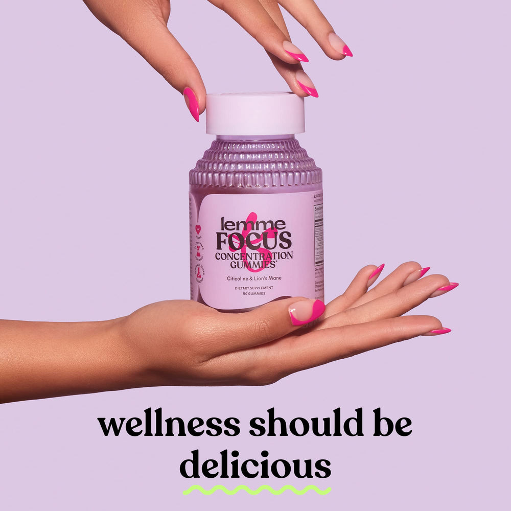 Lemme Focus gluten-free label on bottle reinforces allergen-conscious formulation.