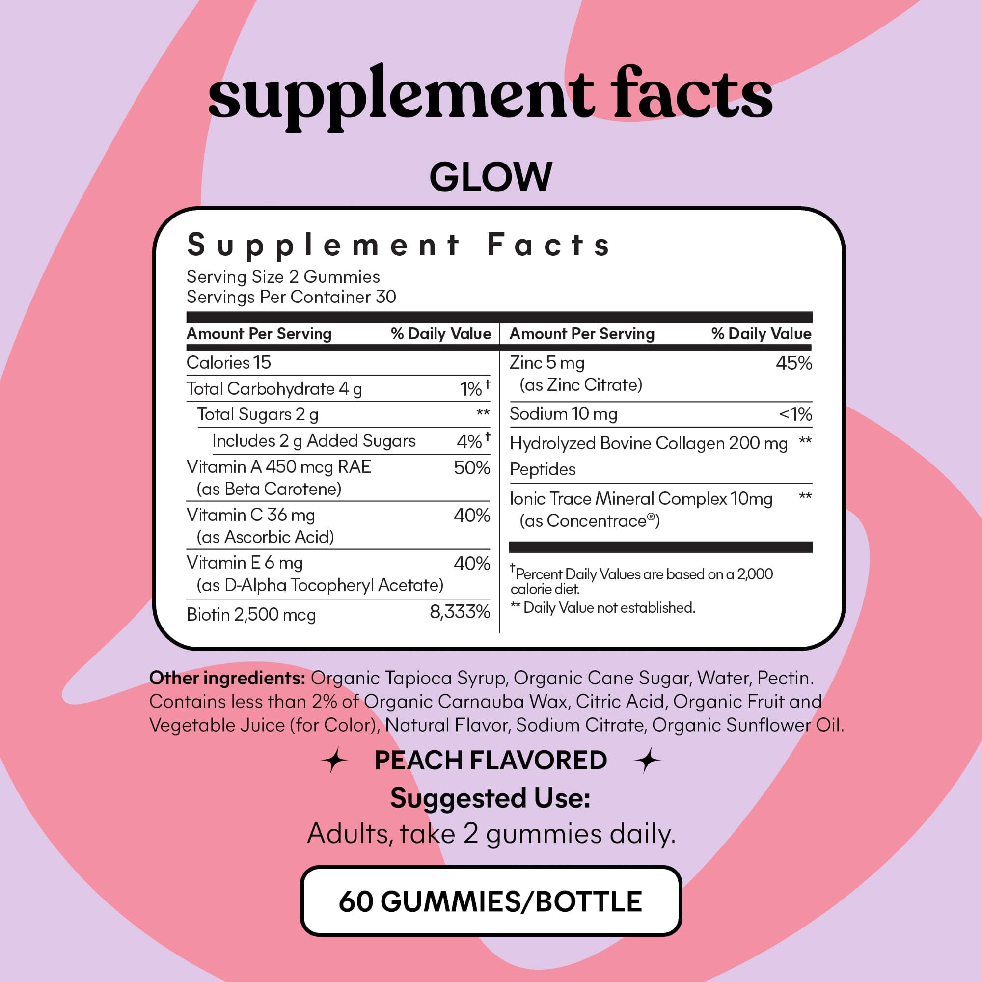 US-made, gluten-free packaging of Lemme Glow with certifications.