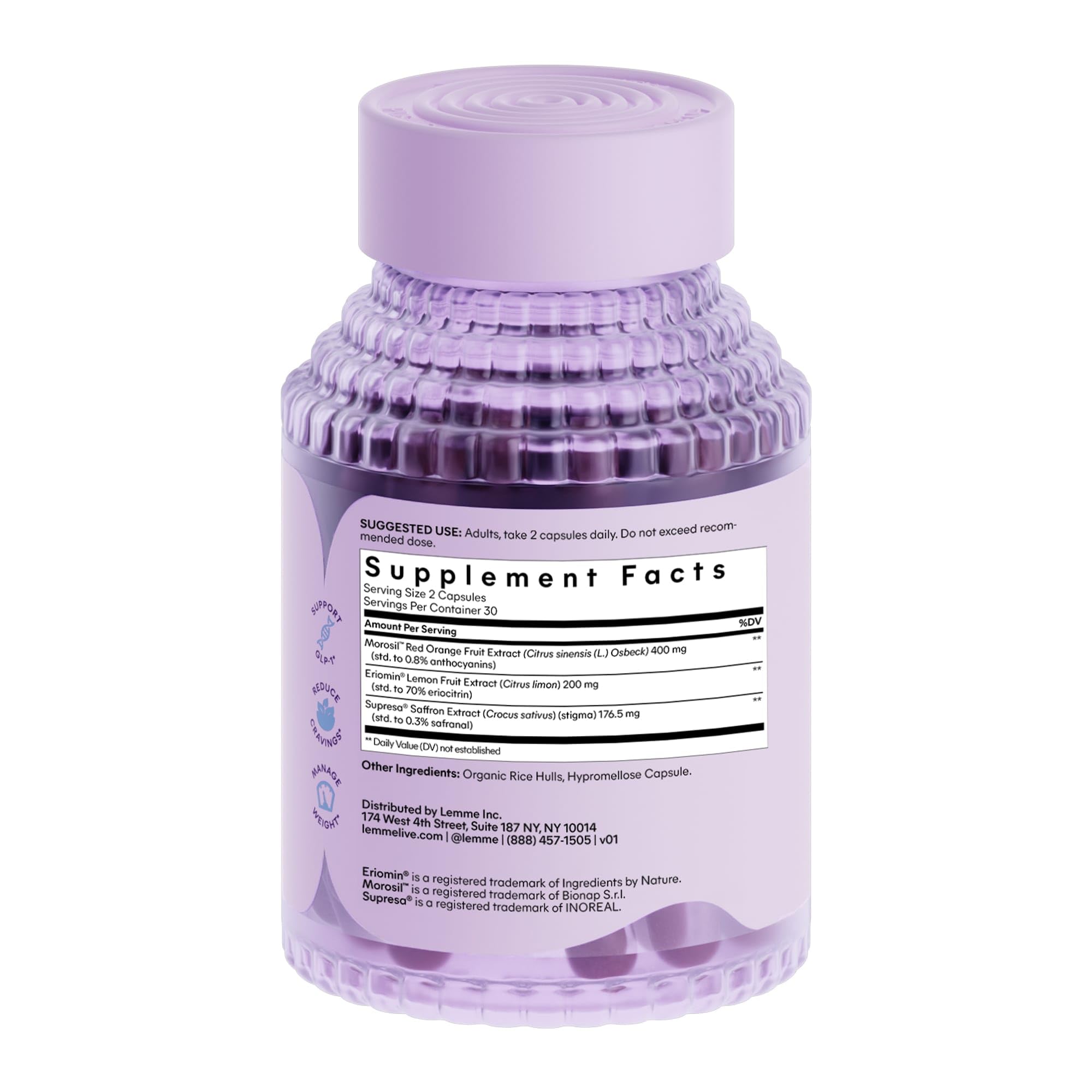 Lemme GLP-1 Daily capsules arranged for easy daily use and appetite support.